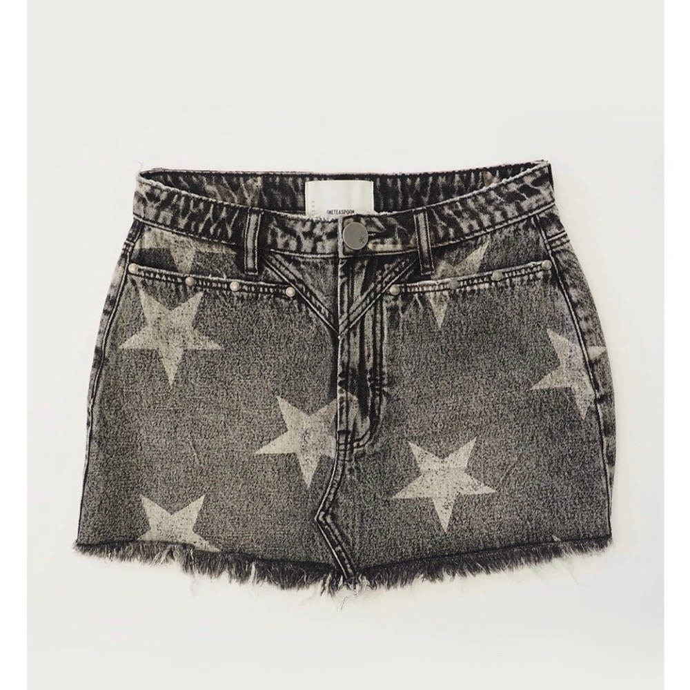 One Teaspoon Camden Star Trucker Mid Waist Skirt